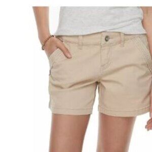 Juniors' Unionbay Elsie Stretch Twill Midi Shorts, Beige, size 17